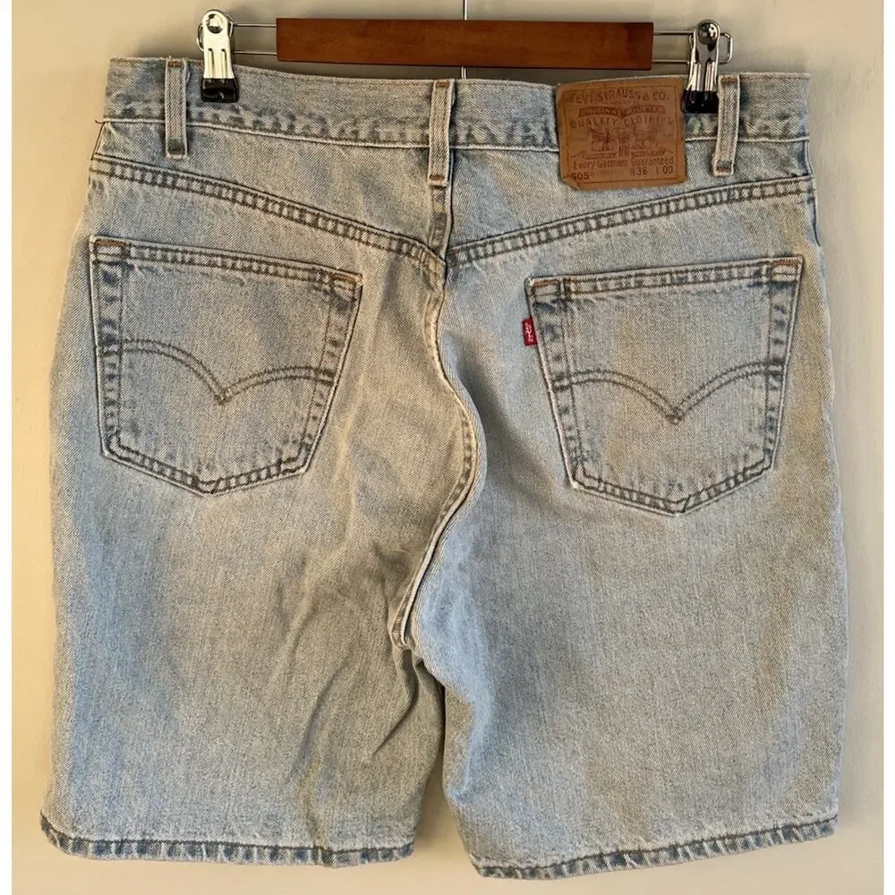 Levi’s 505 Denim Light Wash Jean Shorts Size 36 Cotton Regular Fit Men’s